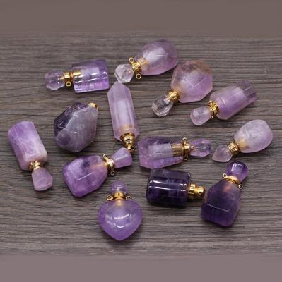 Подвеска в виде флакона духов из натурального камня, нерегулярная подвеска с аметистом для изготовления ювелирных изделий, аксессуар для ожерелья «сделай сам»