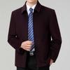 Wool Jacket Men's Autumn and Winter Wool Solid Color Lapel Top Middle-aged and Elderly Dad Casual Leader Cadre Jacket
