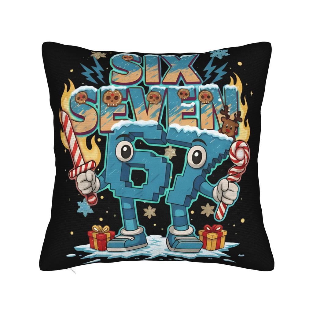 Trendy Home 67 Six Seven 6-7 Funny Meme Italian Brainrot Decoration Pillowcase Accessories Pillow Covers Zipper Multi Size