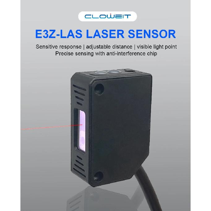 Cloweit Square Laser Sensor 35cm 8m Adjustable NPN PNP Diffuse/Specular Reflection Optical Infrared Photo Proximity Switches E3Z