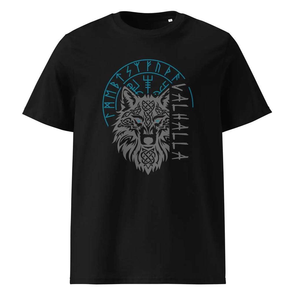 Runes Wolf Vikings Nordic Mythology Vintage Stretched Slightly Casual Graphic Top For Everyday Wear Streetwear Fashion