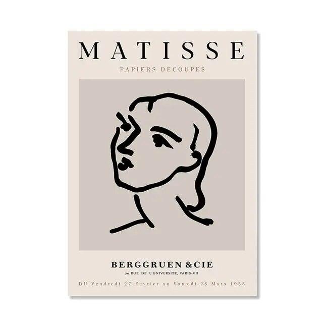 Абстрактная настенная живопись Матисса на холсте, скандинавские женские линии, постеры с коралловыми листьями и принты, настенные картины для декора гостиной без рамки