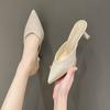Fashion Pointed Head Bag Head Half Drag High Heels Thin Heel Cool Slippers