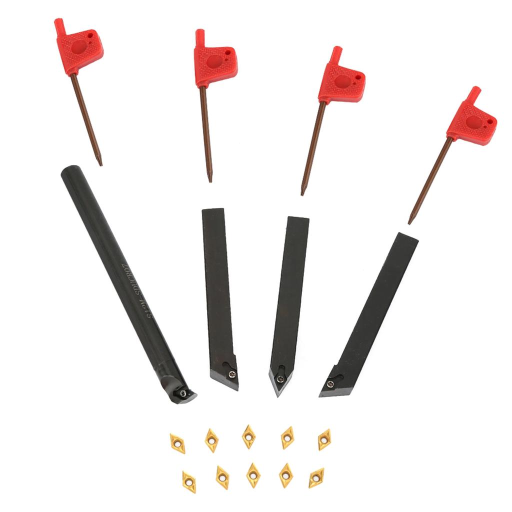 10pcs DCMT070204 Carbide Inserts Blades 4Pcs 12mm Straight Shank Boring Bar 4Pcs Wrench