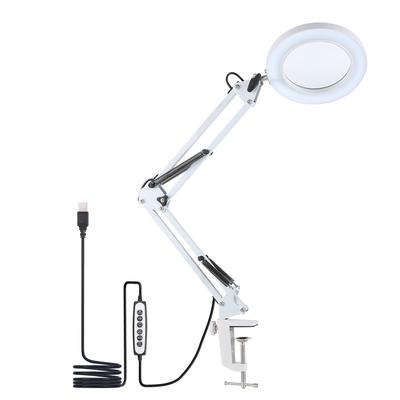 D C5V 2A 8W 80LEDs Настольный светильник с 5-кратной лупой Поворотный кронштейн Настольная лампа с питанием от USB