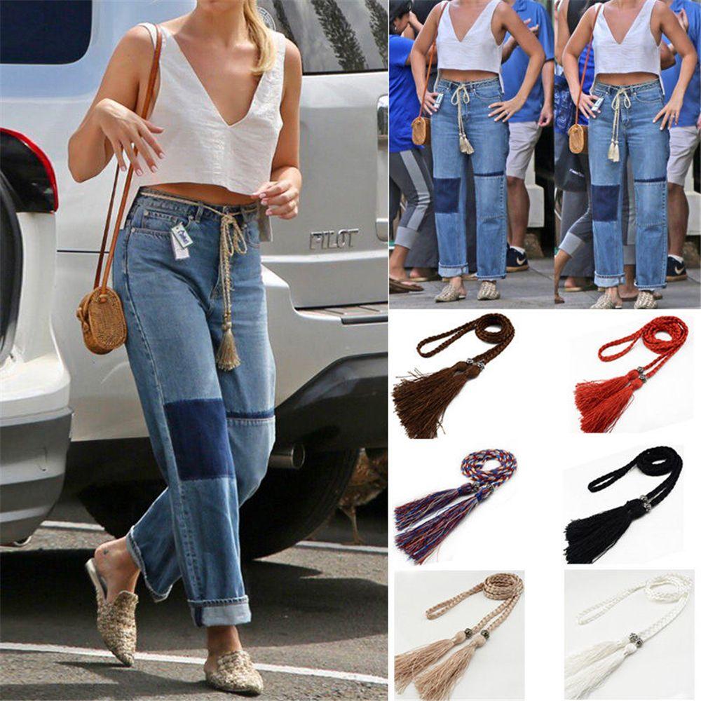 Завязки-цепочки Самозавязывающийся Женский Плетеный Бант Тканый Пояс с Кисточками Украшенная Талия