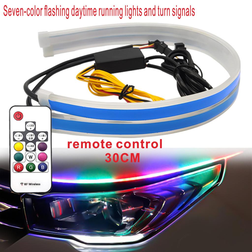 Car LED Flashing Daytime Running Lights with Flowing Water Turning Lights, Multi-function Car Daytime Running Lights, No Disasse