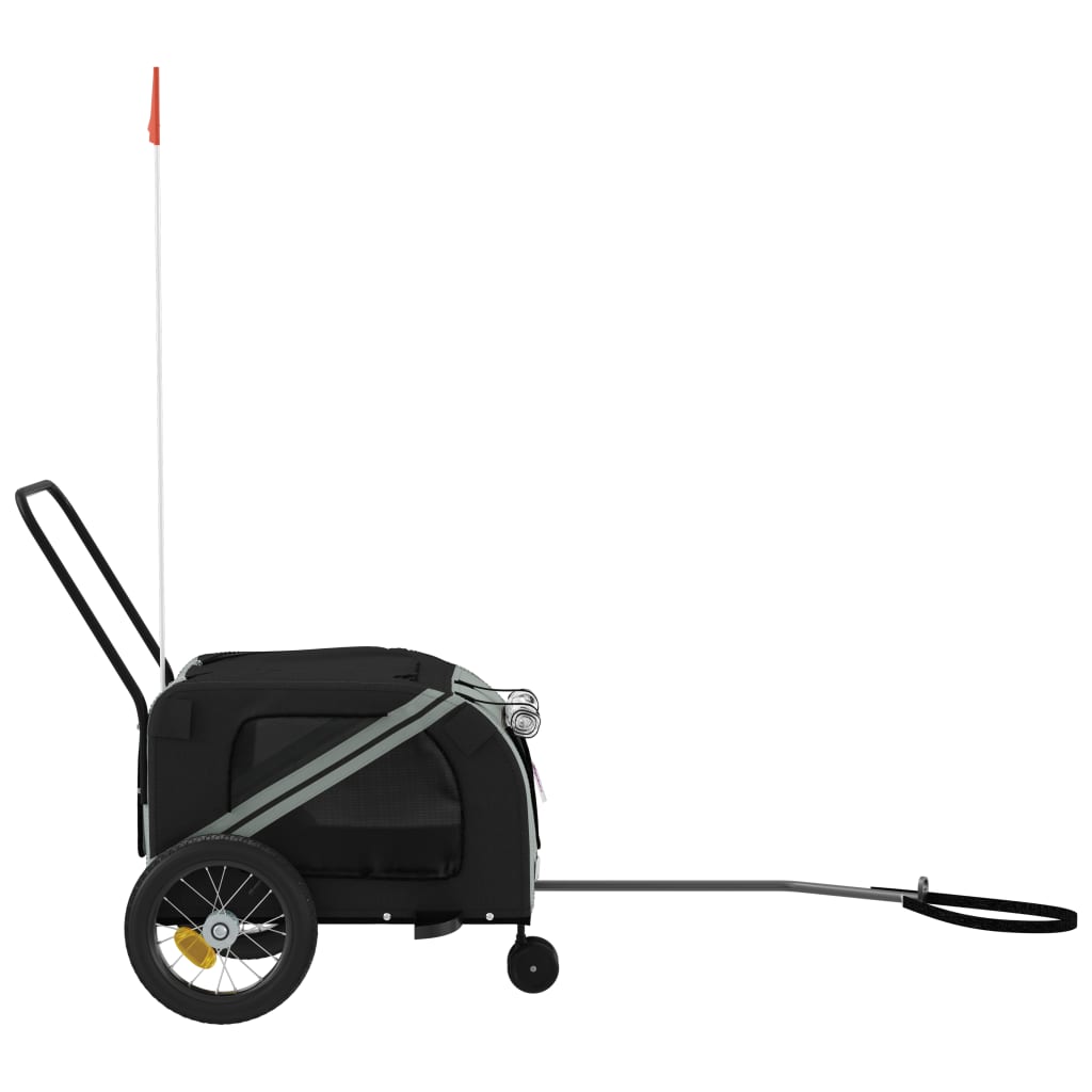 Bicycle Trailer for Dogs Gray and Black Oxford Fabric and Iron
