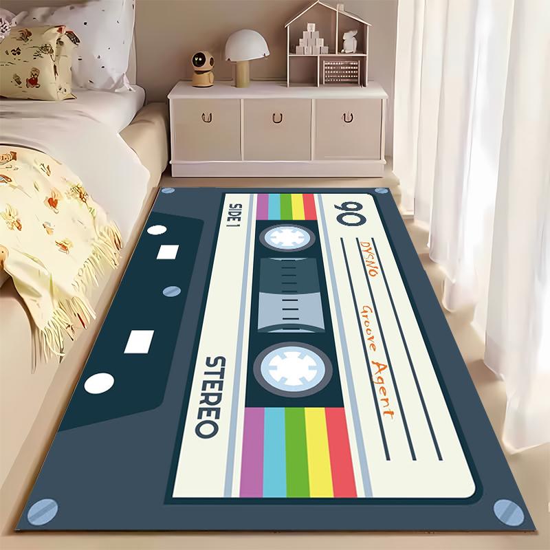 Retro Cassette Tape Design Rug Non-slip rug suitable for living room and bedroom sofas.