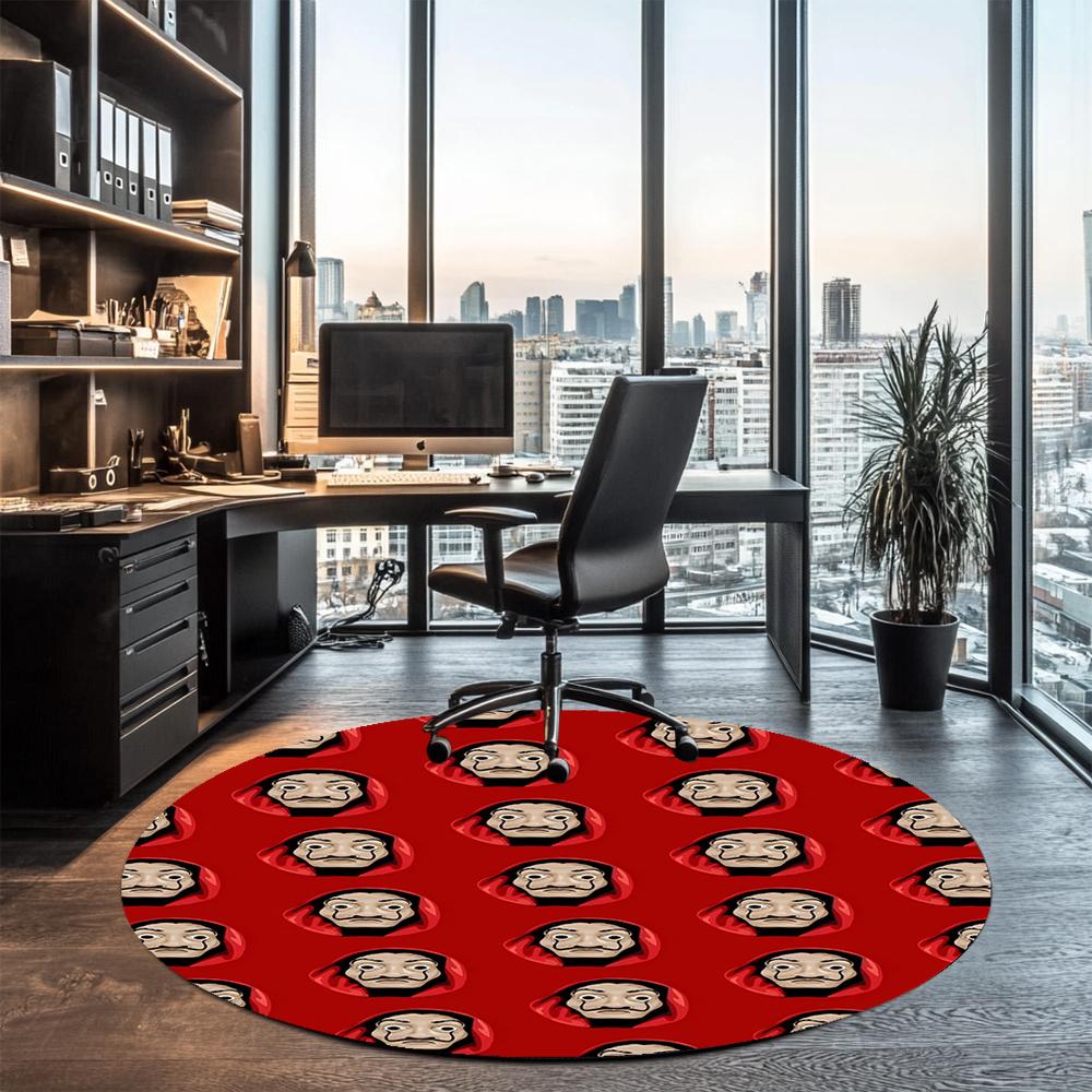 La Casa De Papel Printed Round Rug Carpet Chair Rug Area Rug Entryway Doormats,for Office Chair Living Room Bedroom Kitchen Room.