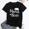 Summer Casual Mama Bear Printed Round Neck Loose Cotton Short Sleeved T-Shirts Women’s