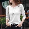 2025 Корейская футболка с V-образным вырезом и длинными рукавами, облегающая женская, весна/осень - Доступно в нескольких цветах