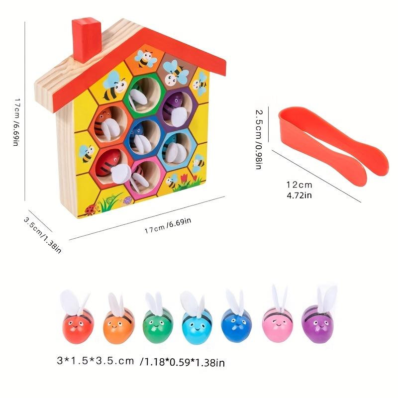 Beehive wooden puzzle toy in mixed colors, improves color recognition & fine motor skills, ideal Easter and birthday educational gift for kids