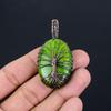 Древо Жизни Зеленый Флэш Лабрадорит Драгоценный Камень Чистая Медная Проволока Обернутая Ювелирные Изделия Ручной Работы Подвеска