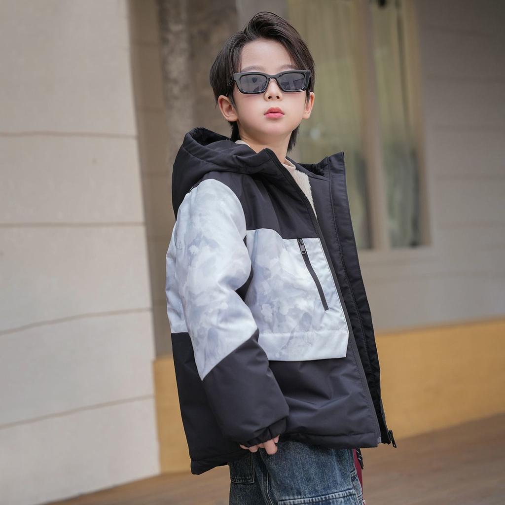 Boys' Thick, Fleece-Lined Parka: Winter Children's Hooded Cotton Coat