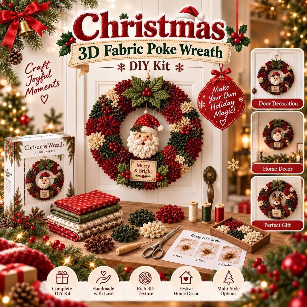 Decorative Flower Fabric Wreath Kit DIY Christmas Wreath Craft Christmas Decorating