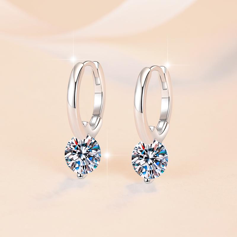 2026 New Style Unique Shape S925 Sterling Silver 1Ct*2 VVs1 Moissanite Diamond Hypoallergenic Hoop Earrings Engagement Gift
