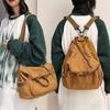 Washed Canvas Backpack Unisex Shoulder Bag Solid Color Small Backpack