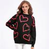 Autumn Winter Round Collar Love Bump Color Sweater Loose Knitted Pullover
