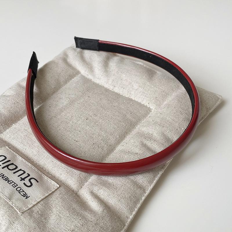 2024 Ретро Красный Кожаный Обруч Для Волос Для Женщин - Дизайн Высокий Череп, Аксессуар Для Умывания Лица, Элегантная Отбеливающая Заколка Для Волос