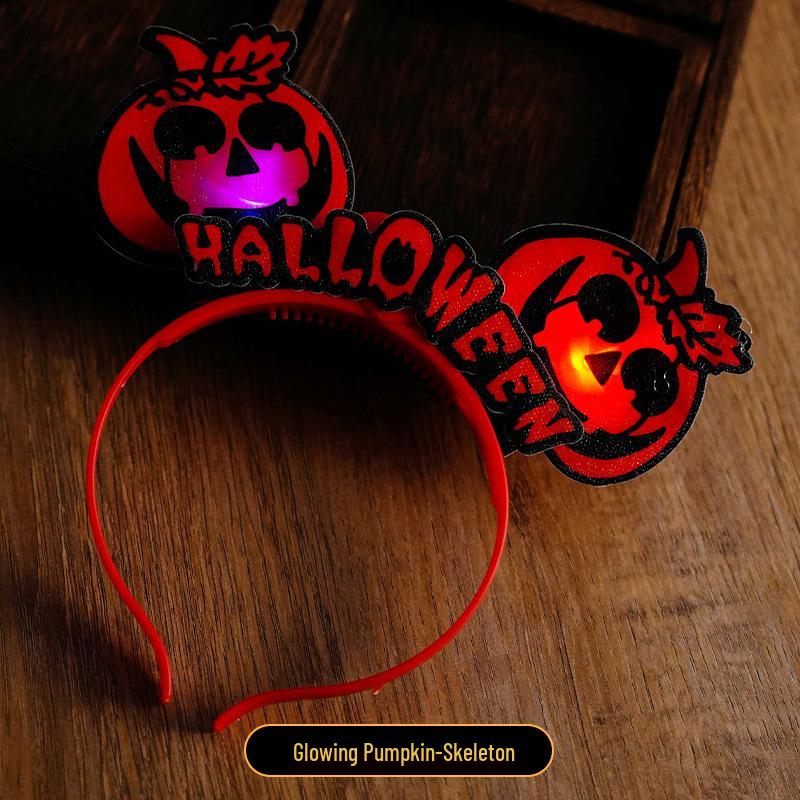 Luminous Halloween Pumpkin Devil Horn Headband for Concerts and Parties