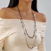 Trendy Double Chain Floral Pendant Necklace For Women Long Layered Summer Accessory