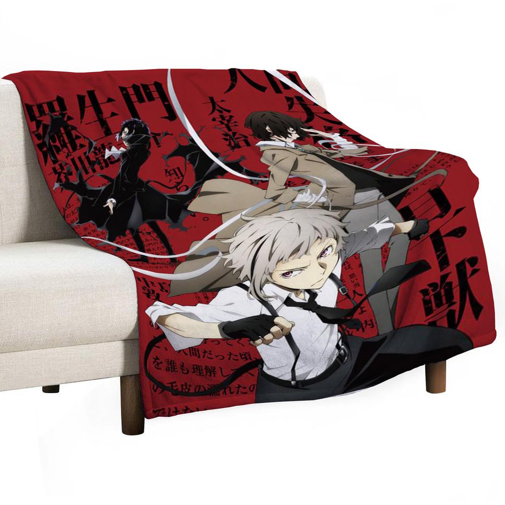 Плед на диван Bungo Stray Dogs, роскошное покрывало, пушистые мягкие пледы, колено, микрофибра, аниме, ребенок, милый, домашний текстиль
