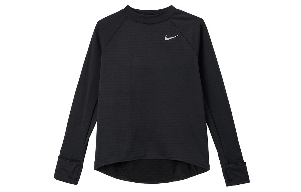 Nike Solid Color Fleece Lined Crew Neck Logo Micro Label Running Thumb Loop Crew Neck Long Sleeved Slim Fit Tight Fit DD6780-010