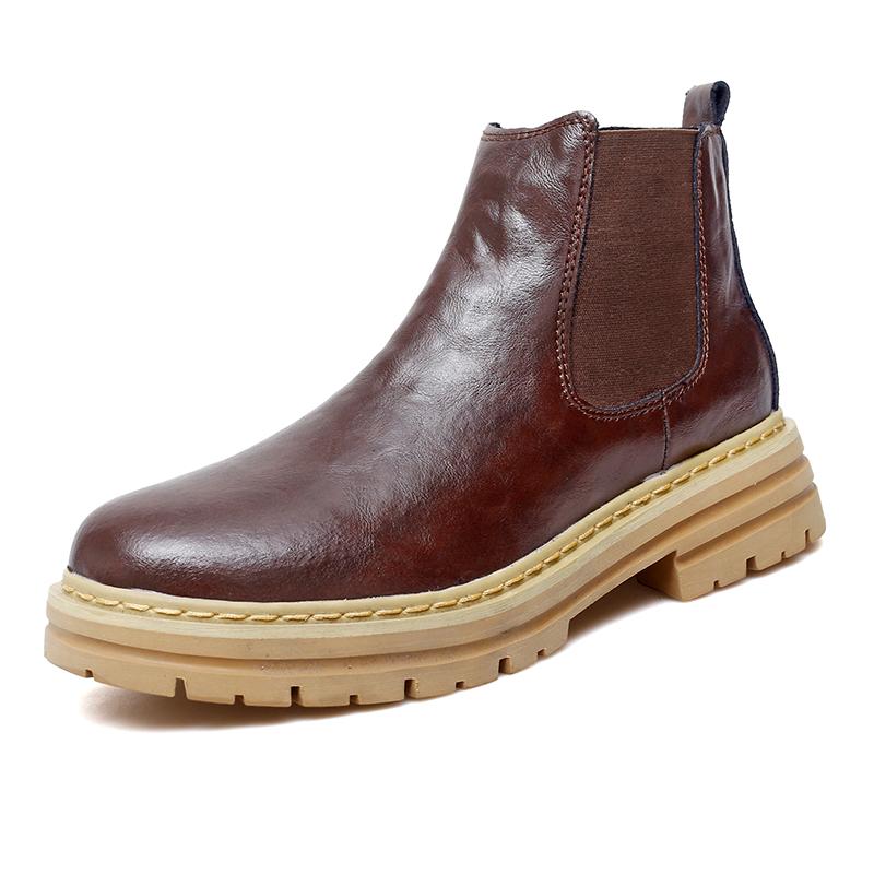 Модные повседневные ботинки челси мужские ботинки Ankel модные тенденции ретро деловые социальные офисные ботинки плюшевые теплые нескользящие ботинки на толстой подошве