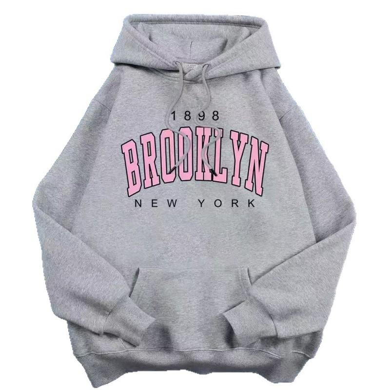 Winter Hooded Sweatshirt Fleece Thick Loose Mid Length Casual Top Students