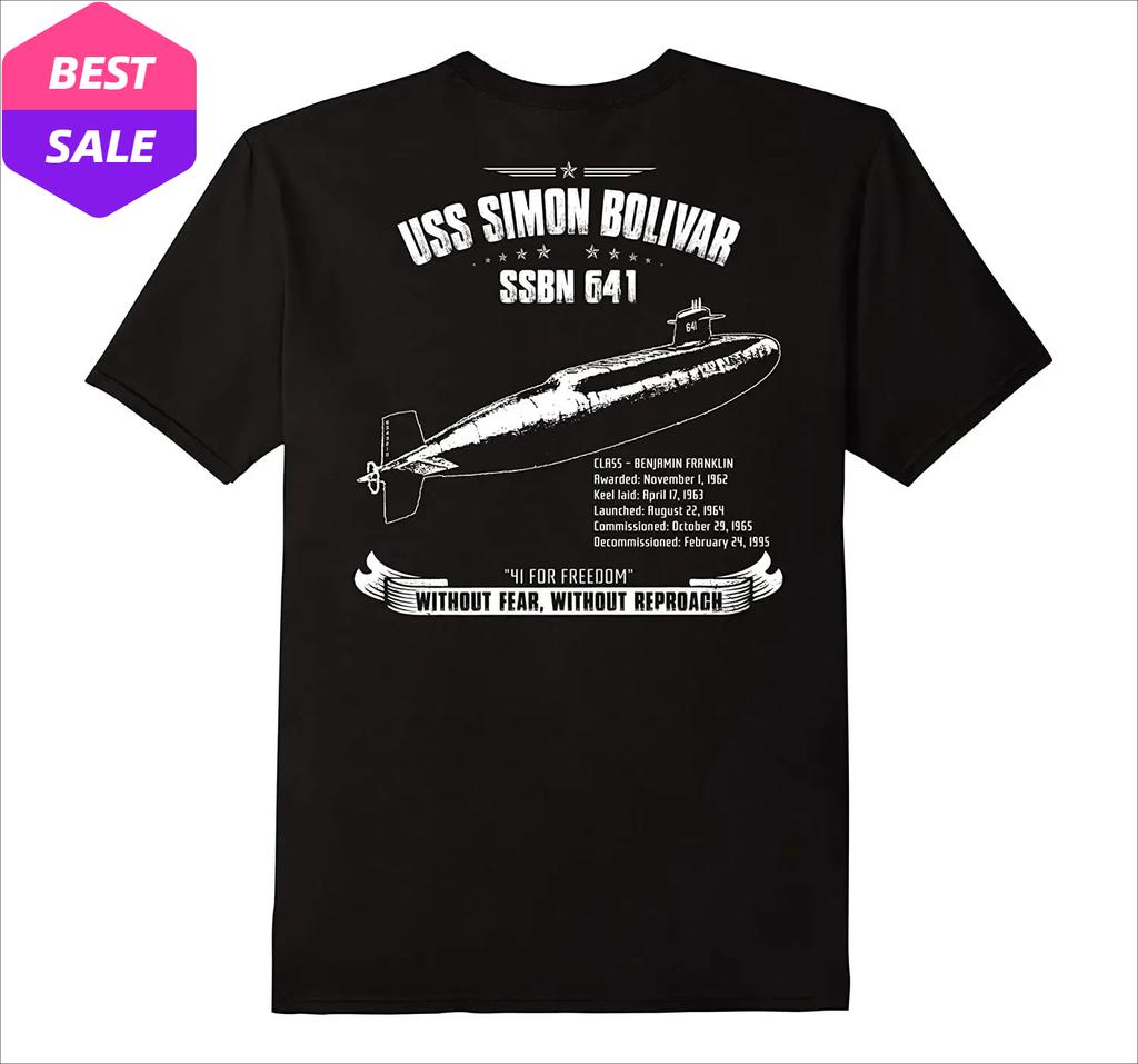 USS Simon Bolivar SSBN641 Nuclear Powered Submarine TShirt 100 Cotton ONeck Short Sleeve Casual Mens Tshirt Streetwear