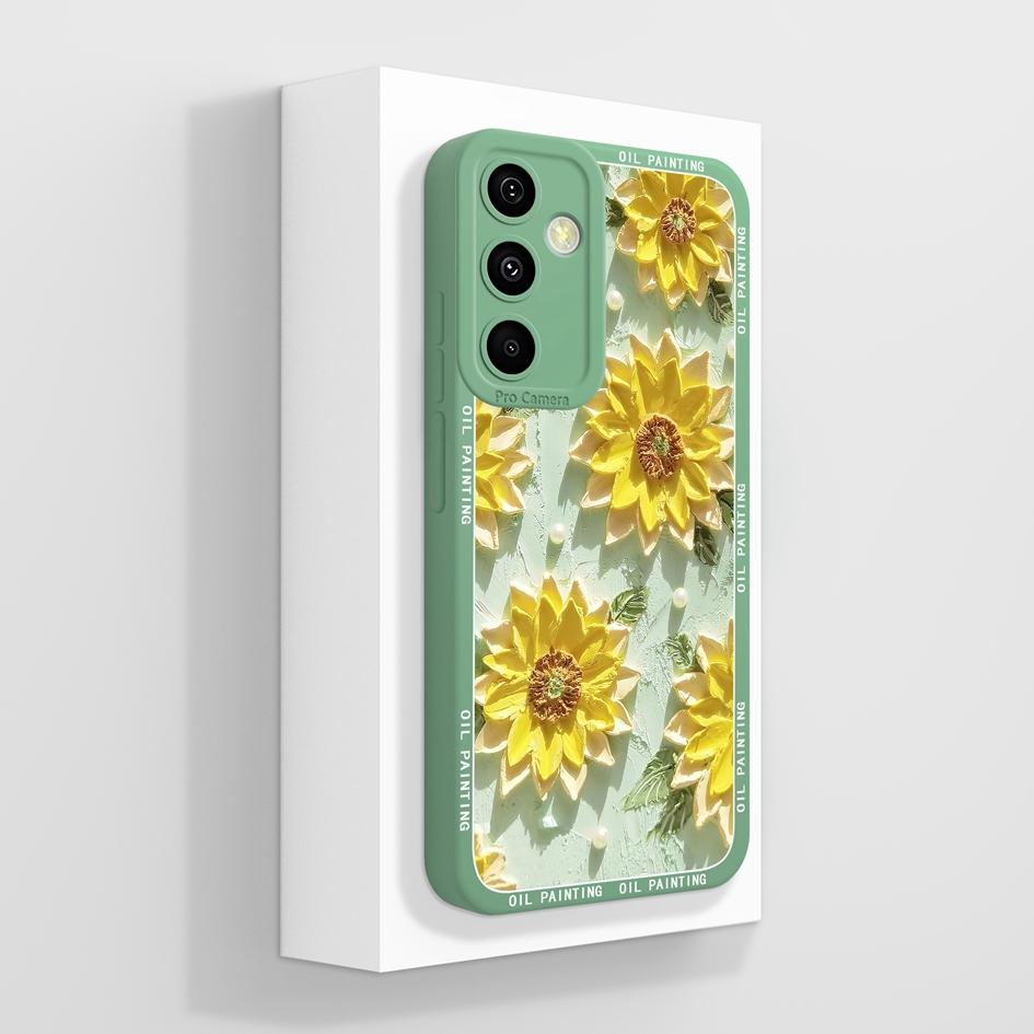 Мягкие чехлы для Samsung A55 C55 M55 A35 M35 F14 F15 Shell Pretty Sunflowers Golden Lotus Тонкий силиконовый легкий защитный корпус для Samsung Capas