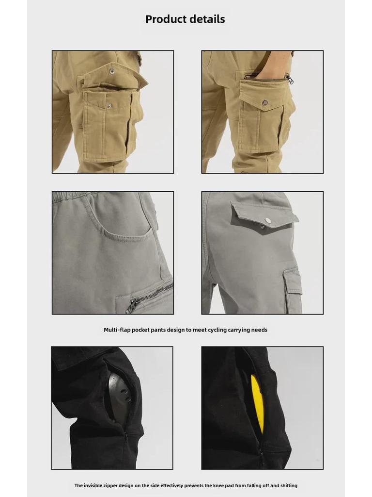 Унисекс всесезонные штаны для мотогонок: Защита от падения, много карманов, облегающий крой