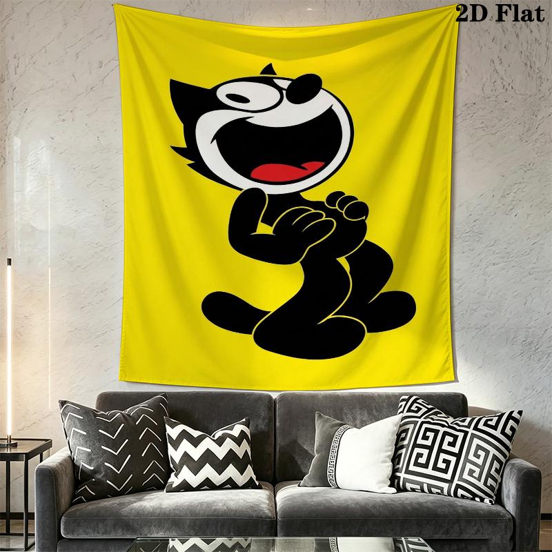 felix the cat Wall Tapestry Aesthetic Wall Hanging Printed Fabric Blanket Decorative Tapestries for Bedroom Living Room Home Decor