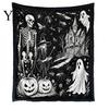 Customizable Velvet Art Blanket Halloween DIY Coloring Blanket, Throw with Ghost Patterns, Color Your Washable Own Cozy for Adults And Kids,