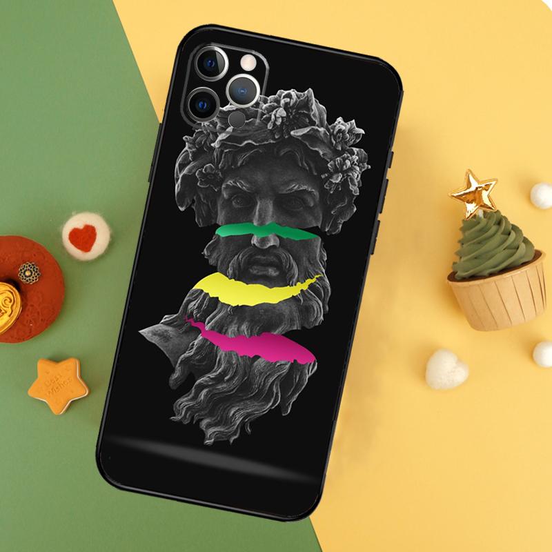 Чехол Funda со статуей греческого бога для iPhone 11 12 13 14 16 15 Pro Max Mini XS Max X XR SE2 7 8 14 16 15 Plus