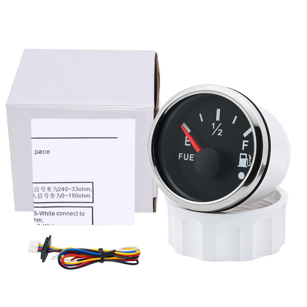 52mm Fuel Level Gauge 0-190ohm Fuel Meter With Alarm Function For Marine Boat Car Yacht 7 Color Backlight Oil Tank Indicator