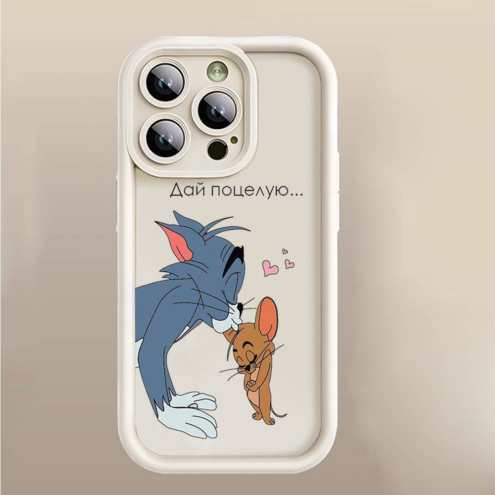 Чехол E-15 Том и Джерри для iPhone 15 14 13 12 8 Plus Samsung S24 S23 Ultra A04S A05S Huawei P40 P50 P60 Nova 11 Pro Max OPPO A17K Reno 10