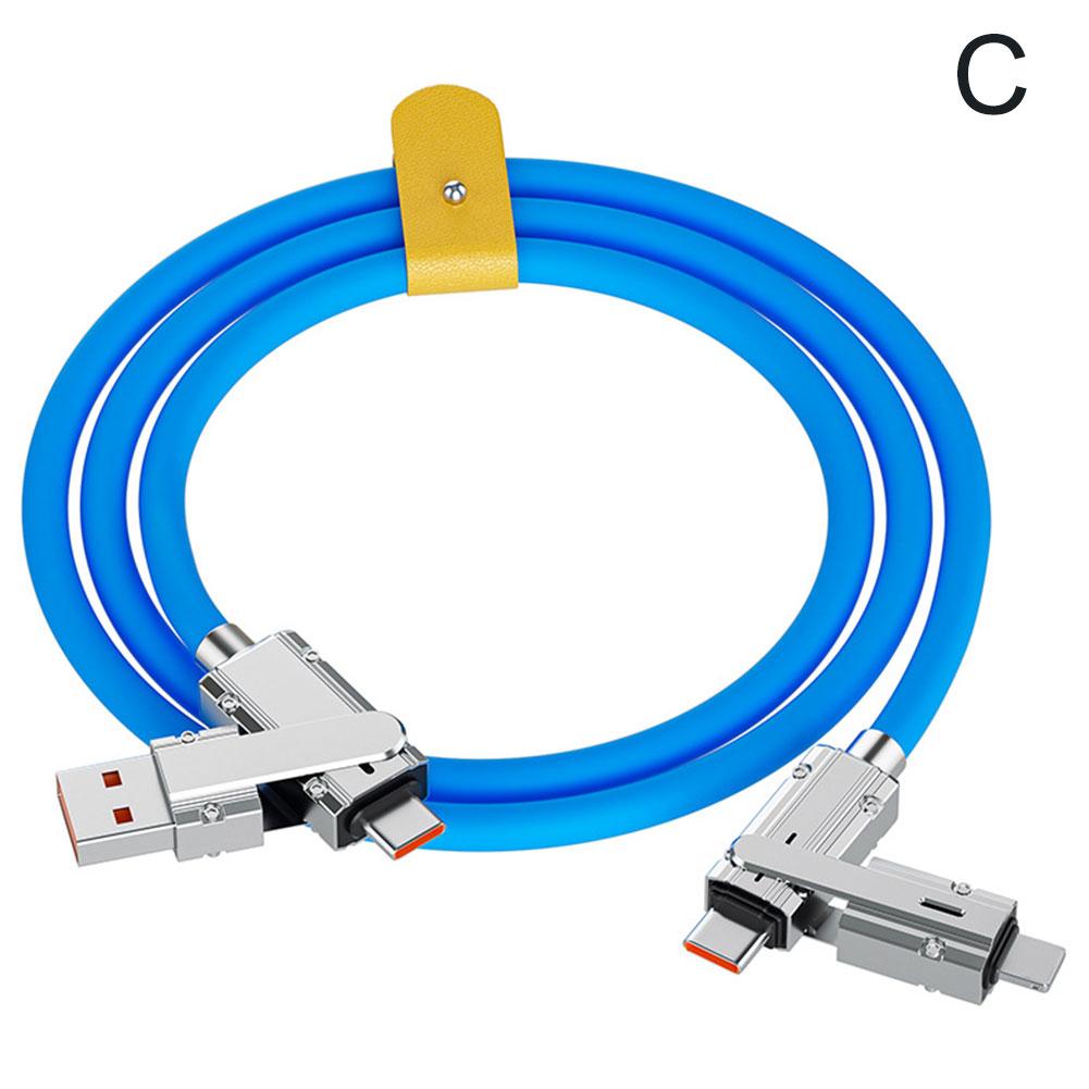 4 в 1 100 Вт кабель для быстрой зарядки USB Type C 480 Мбит/с жидкий для iPhone Data Tran K6O9