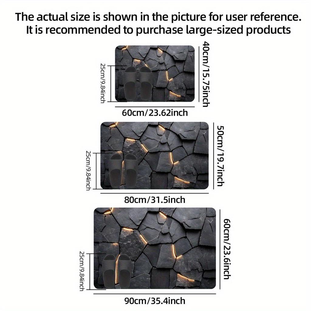 Черный коврик для ванной из диатомовой земли - Влаговпитывающий, Нескользящий, Износостойкий.