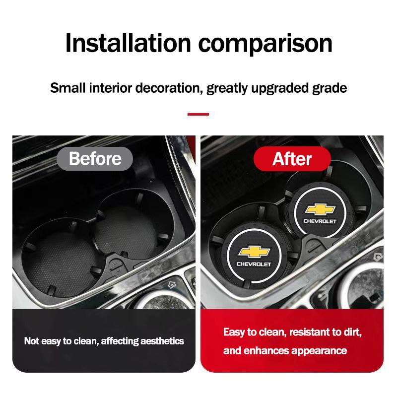 APT2 2Pcs Silicone Coaster Car Water Cup Pad Anti-slip Mat Auto Interior For Chevrolet Camaro Colorado Cobalt Silverado Beat Groove