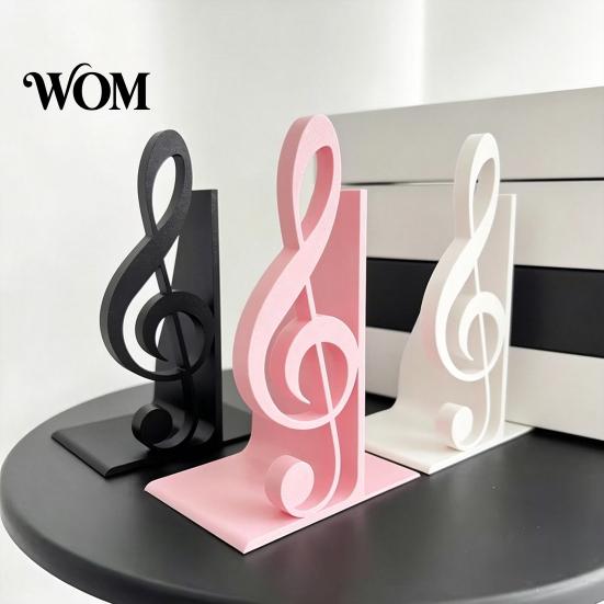 Book Display Decor 3D Printed Music Note Bookend, Decorative Shelf Organizer, Modern Desk for Home Treble Clef Table Ornament Office Study, Heavy Base