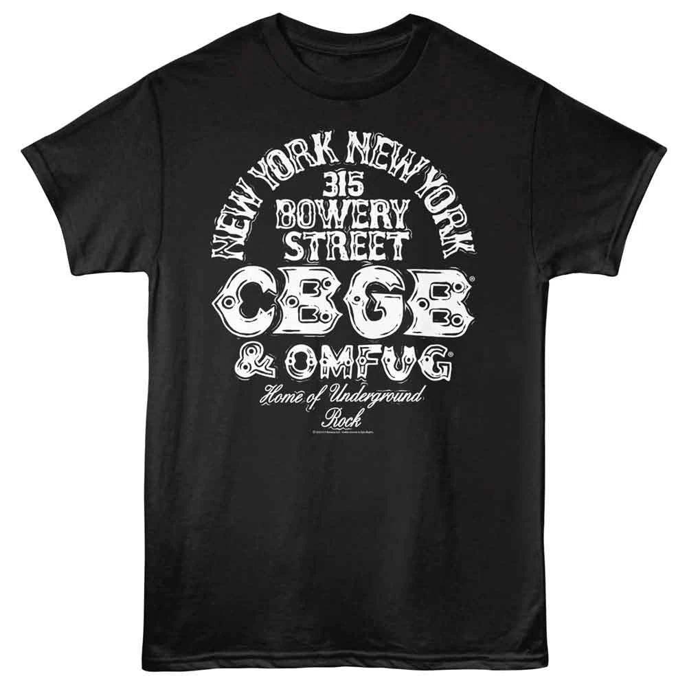 CBGB - Логотип И Адрес - Американская Классика - Черная Взрослая Футболка с Коротким Рукавом