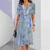 New women's dress with floral print, summer elegant dress, Femle short sleeved dress, fashionable oversized clothing
