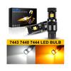 Winetis 2X 7443 12V 7444NA 16 SMD weiß/bernsteinfarbene Switchback-LED-Glühbirne mit Projektorlinse