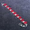 Italian Red Coral Gemstone Handmade 925 Sterling Silver Bracelet 7-8" N4D73