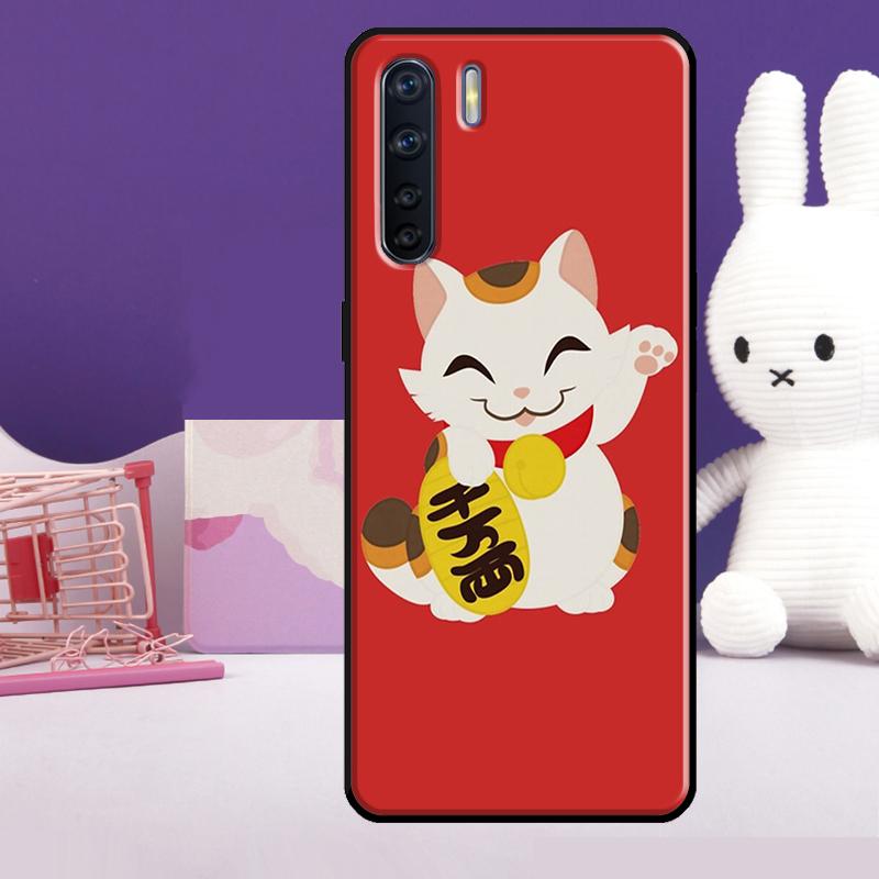 Japanese Lucky Cat Art Case For Oppo A54 A74 A94 A80 A60 A40 A18 A38 A58 A78 A98 A96 A76 A16 A15 A17 A57 A77 A5 Pro