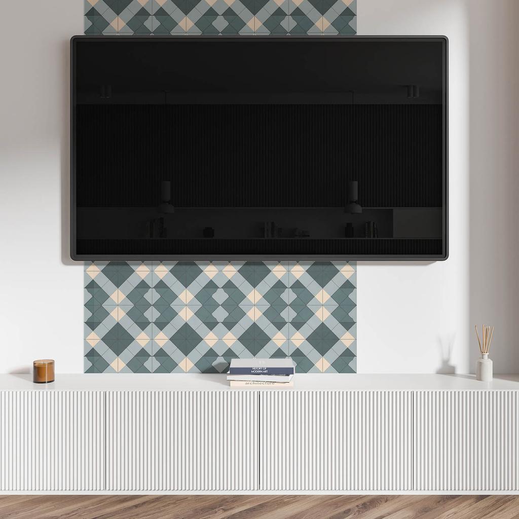 Decorative Self-Adhesive Vinyl Wall Panel 100x50 cm Geometric Diamond Pattern