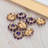 10Pcs Rhinestones Button Mushroom Shape Resin Metal Royalblue Buckle Brooch Clothes Accessories