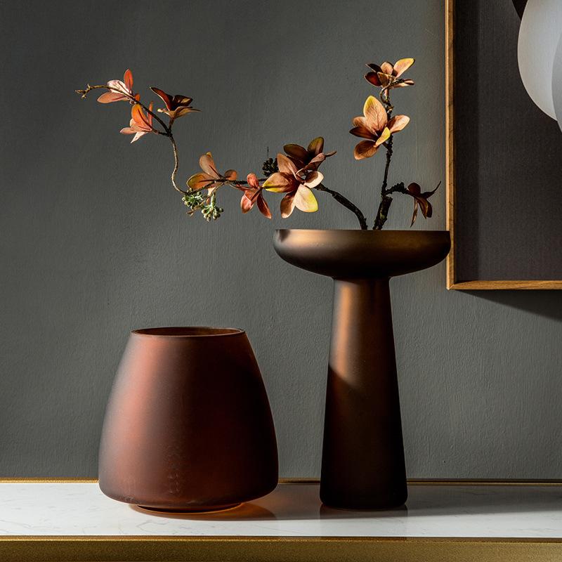 Nordic Light Luxury Home Decor Матовая стеклянная ваза Украшение гостиной Настольные цветы Гидропонная ваза Террариум Декор